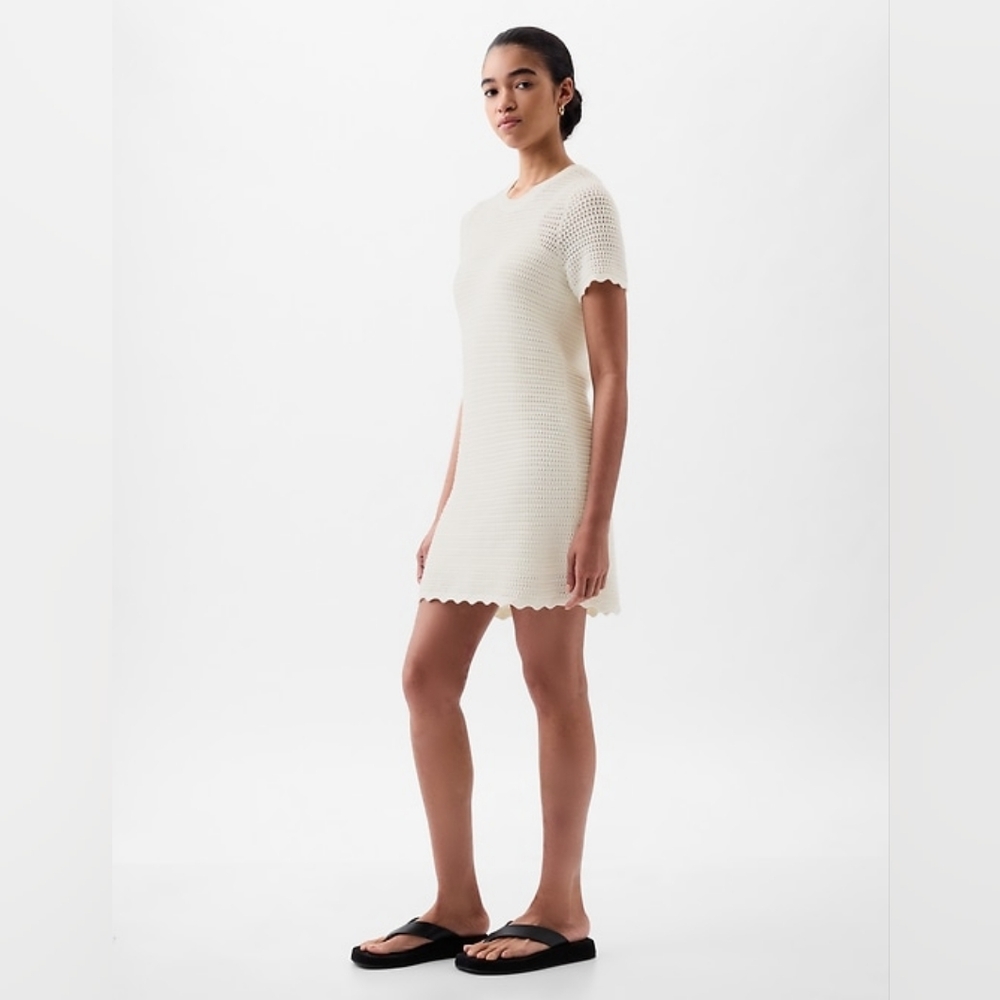 GAP Crochet short sleeve cream dress size XXL Tall cottage prairie boho demure